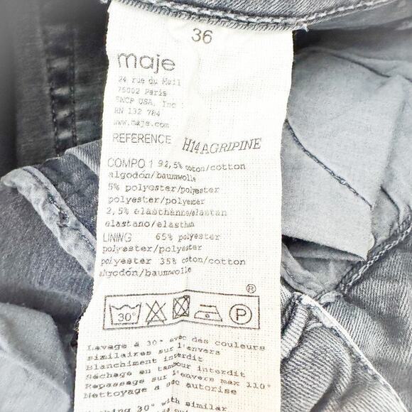 Maje H14 Agripine Charcoal Gray Slim Fit Denim Skinny Jeans Size 36 US 24 - Picture 8 of 9